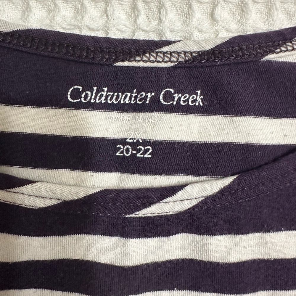 Coldwater Creek Purple and White Long Sleeve Tee